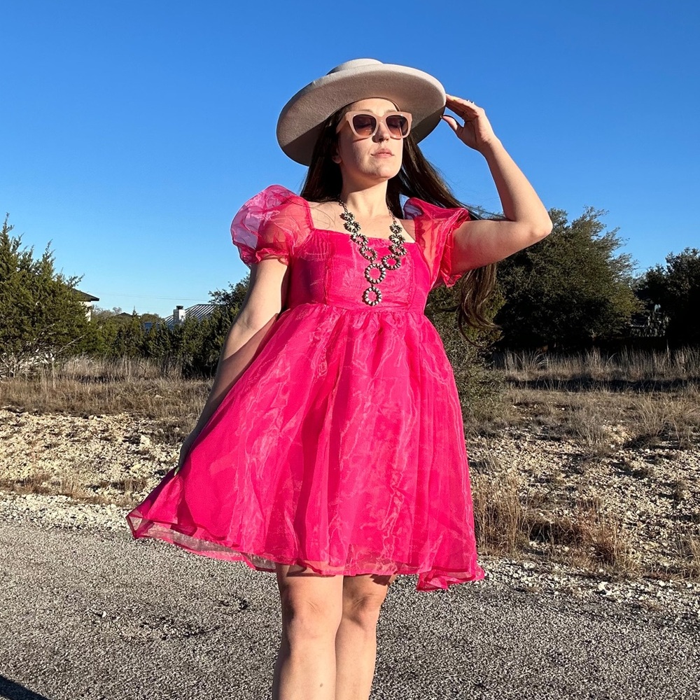Bright Pink Organza Dress